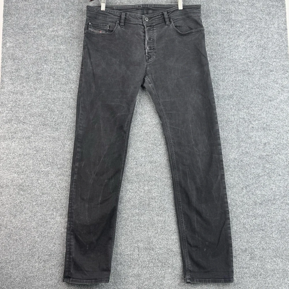 Diesel Safado Jeans Mens 38x35 Black Wash Denim Stretch Slim Straight USA Made